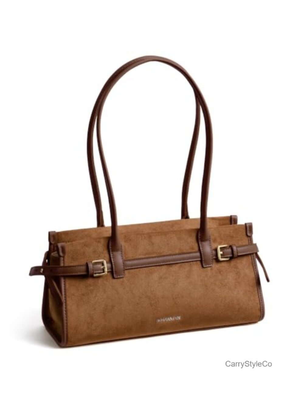 Suede Shoulder Bag for Women Trendy East-West Design Lightweight Vintage Look